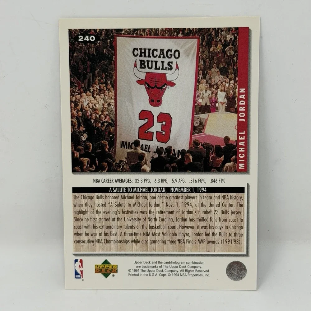 Michael Jordan Chicago Bulls 1994 UD Collectors Choice RARE Silver Signature 240